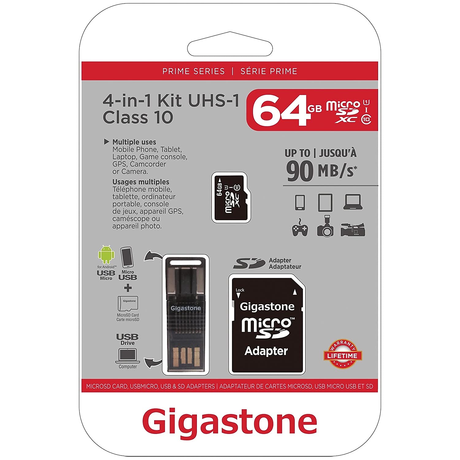 Amazon.com: Gigastone GS-4IN1600X64GB-R Prime Series microSD Card